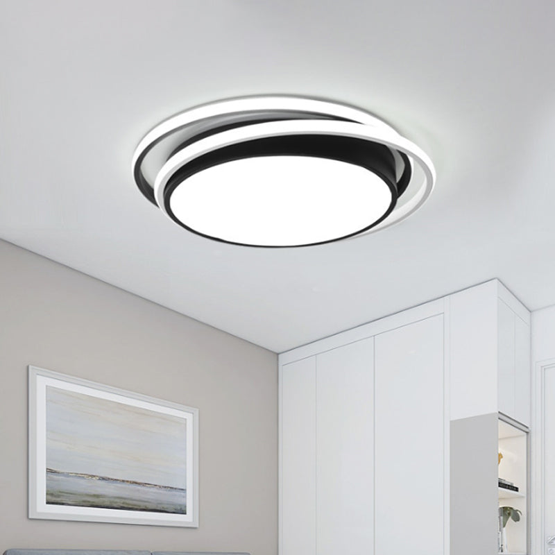 Black Square/Round/Rectangle Ceiling Flush Modern LED Acrylic Flushmount Lighting in Warm/White Light for Bedroom Clearhalo 'Ceiling Lights' 'Close To Ceiling Lights' 'Close to ceiling' 'Flush mount' Lighting' 1934664