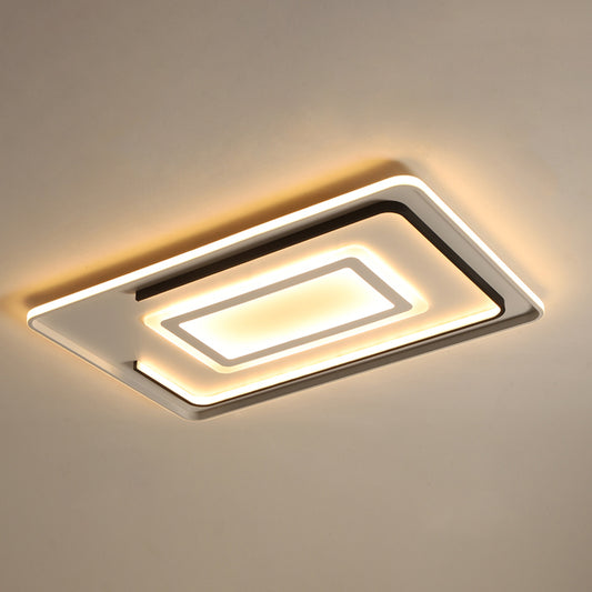 Round/Square/Rectangle LED Ceiling Lamp Simple Style Acrylic Black Ultrathin Flush Mount in Warm/White Light Clearhalo 'Ceiling Lights' 'Close To Ceiling Lights' 'Close to ceiling' 'Flush mount' Lighting' 1934675