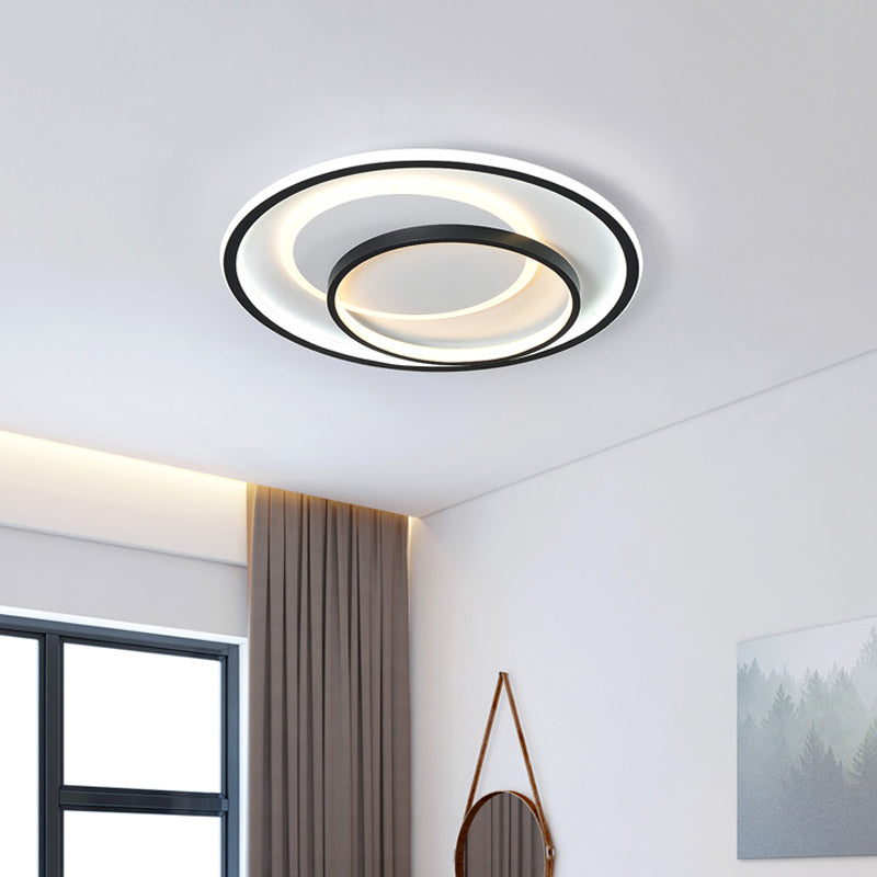 Multi-Square/Round/Rectangle Flush Light Minimalist Iron Bedroom LED Ceiling Lamp in Black, White/3 Color Light Clearhalo 'Ceiling Lights' 'Close To Ceiling Lights' 'Close to ceiling' 'Flush mount' Lighting' 1934692