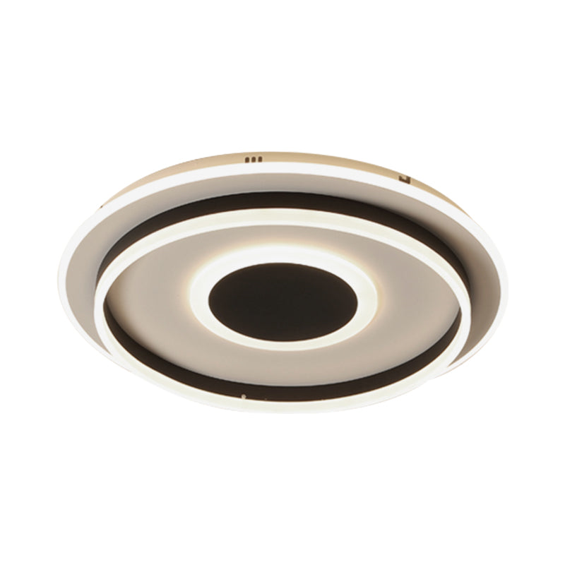 Living Room LED Flush-Mount Light Modern Black Ceiling Lamp with Concentric Round/Square/Rectangle Acrylic Shade, White/3 Color Light Clearhalo 'Ceiling Lights' 'Close To Ceiling Lights' 'Close to ceiling' 'Flush mount' Lighting' 1934711