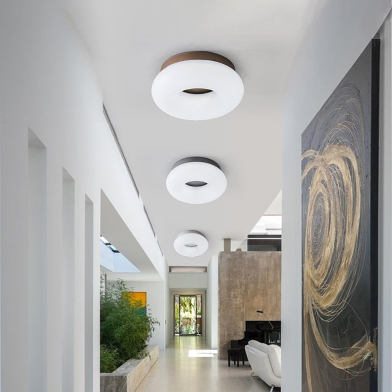 Corridor LED Ceiling Mount Light Minimal Grey/Coffee Flushmount with Round/Triangle Acrylic Shade Coffee Round Clearhalo 'Ceiling Lights' 'Close To Ceiling Lights' 'Close to ceiling' 'Flush mount' Lighting' 1934714