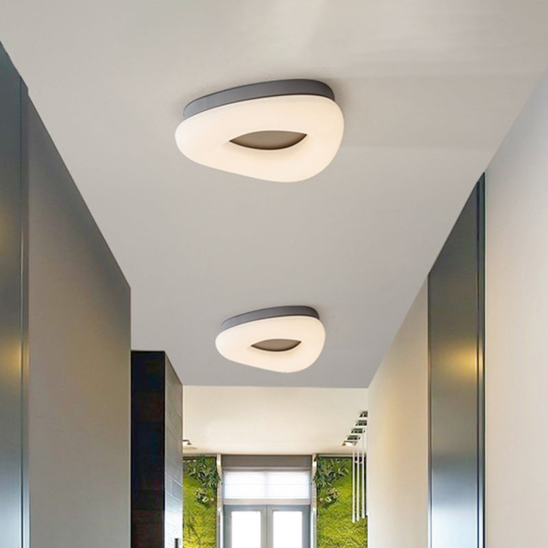 Corridor LED Ceiling Mount Light Minimal Grey/Coffee Flushmount with Round/Triangle Acrylic Shade Grey Triangle Clearhalo 'Ceiling Lights' 'Close To Ceiling Lights' 'Close to ceiling' 'Flush mount' Lighting' 1934718