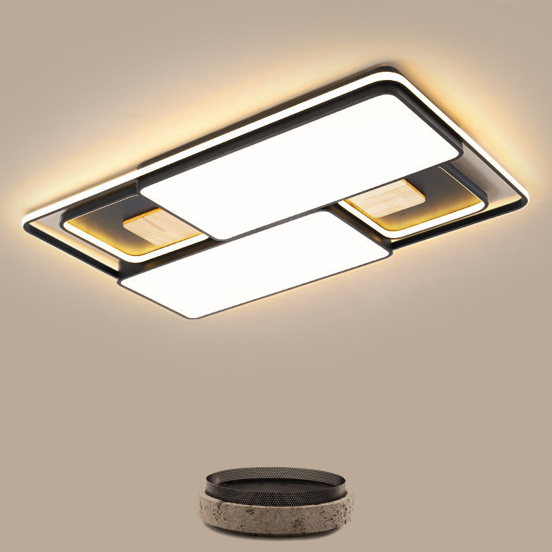 Rectangular/Square Ceiling Flush Light Minimalism Acrylic Bedroom LED Flushmount in Grey/Black, Warm/White Light Black Rectangle Clearhalo 'Ceiling Lights' 'Close To Ceiling Lights' 'Close to ceiling' 'Flush mount' Lighting' 1934726