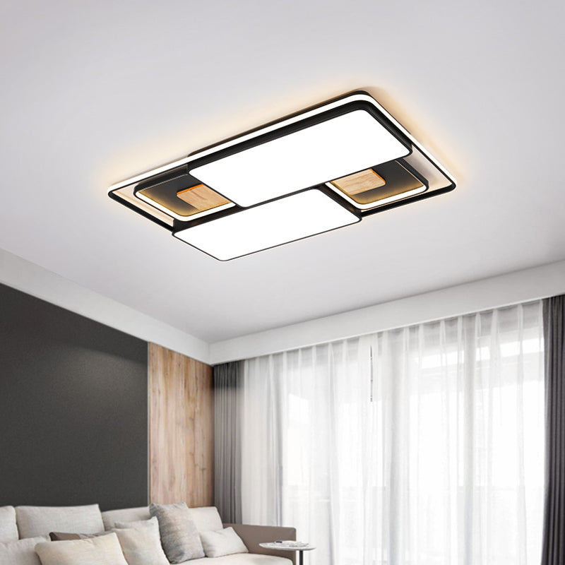 Rectangular/Square Ceiling Flush Light Minimalism Acrylic Bedroom LED Flushmount in Grey/Black, Warm/White Light Clearhalo 'Ceiling Lights' 'Close To Ceiling Lights' 'Close to ceiling' 'Flush mount' Lighting' 1934727