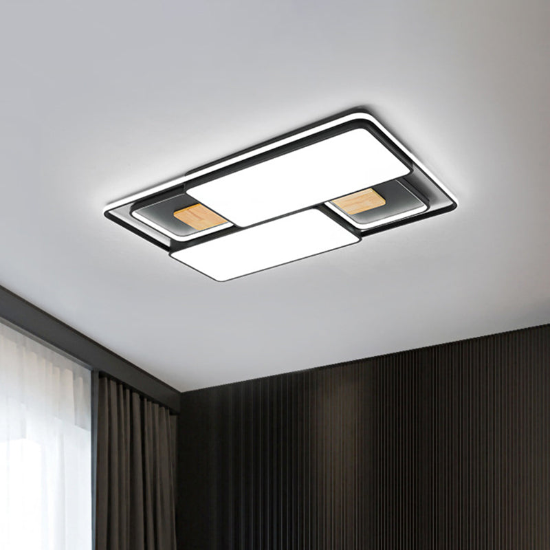 Rectangular/Square Ceiling Flush Light Minimalism Acrylic Bedroom LED Flushmount in Grey/Black, Warm/White Light Clearhalo 'Ceiling Lights' 'Close To Ceiling Lights' 'Close to ceiling' 'Flush mount' Lighting' 1934728