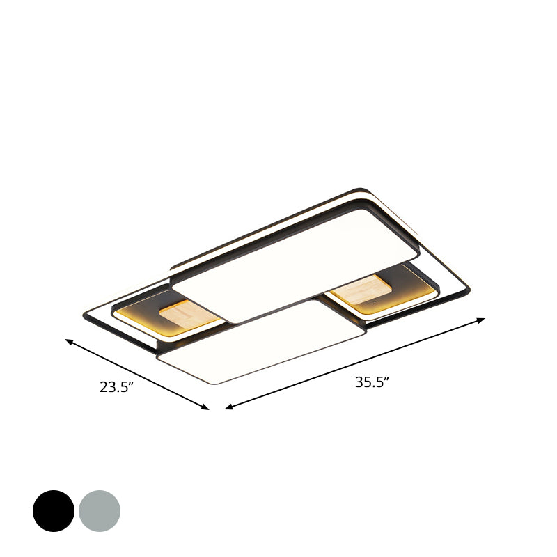 Rectangular/Square Ceiling Flush Light Minimalism Acrylic Bedroom LED Flushmount in Grey/Black, Warm/White Light Clearhalo 'Ceiling Lights' 'Close To Ceiling Lights' 'Close to ceiling' 'Flush mount' Lighting' 1934730