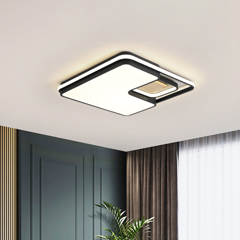 Rectangular/Square Ceiling Flush Light Minimalism Acrylic Bedroom LED Flushmount in Grey/Black, Warm/White Light Clearhalo 'Ceiling Lights' 'Close To Ceiling Lights' 'Close to ceiling' 'Flush mount' Lighting' 1934732