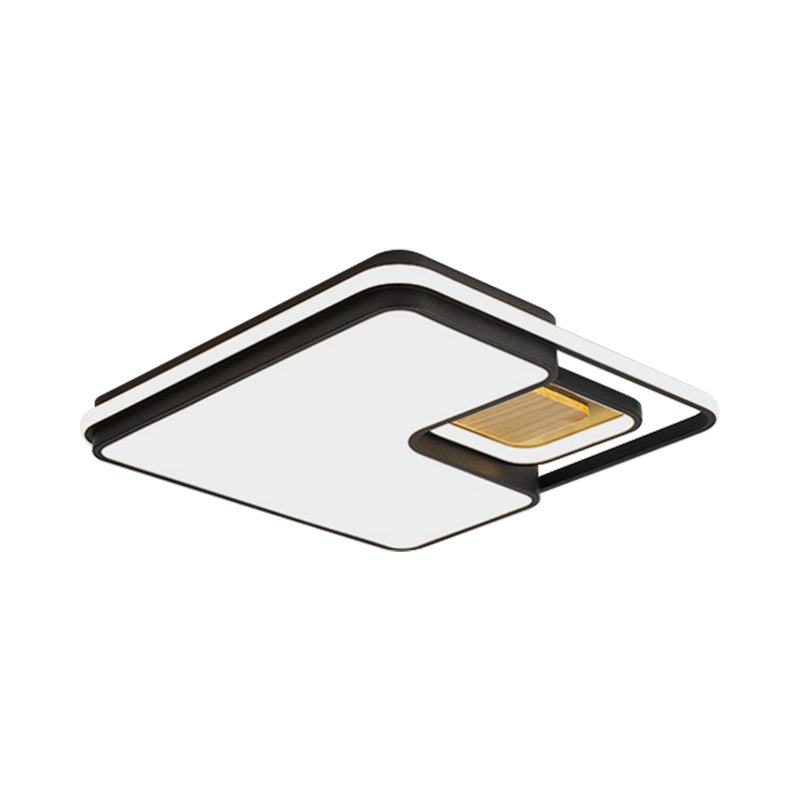 Rectangular/Square Ceiling Flush Light Minimalism Acrylic Bedroom LED Flushmount in Grey/Black, Warm/White Light Clearhalo 'Ceiling Lights' 'Close To Ceiling Lights' 'Close to ceiling' 'Flush mount' Lighting' 1934733