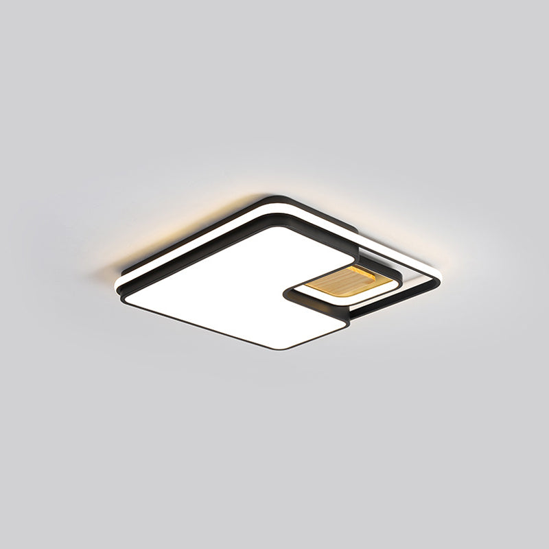 Rectangular/Square Ceiling Flush Light Minimalism Acrylic Bedroom LED Flushmount in Grey/Black, Warm/White Light Clearhalo 'Ceiling Lights' 'Close To Ceiling Lights' 'Close to ceiling' 'Flush mount' Lighting' 1934734