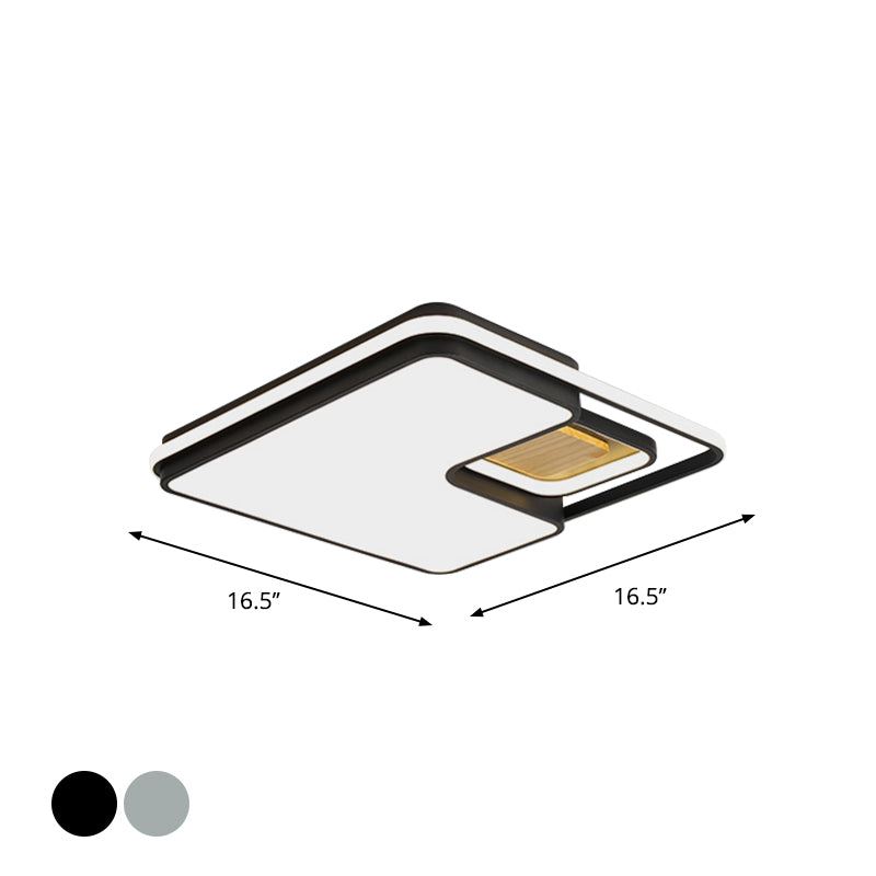 Rectangular/Square Ceiling Flush Light Minimalism Acrylic Bedroom LED Flushmount in Grey/Black, Warm/White Light Clearhalo 'Ceiling Lights' 'Close To Ceiling Lights' 'Close to ceiling' 'Flush mount' Lighting' 1934735