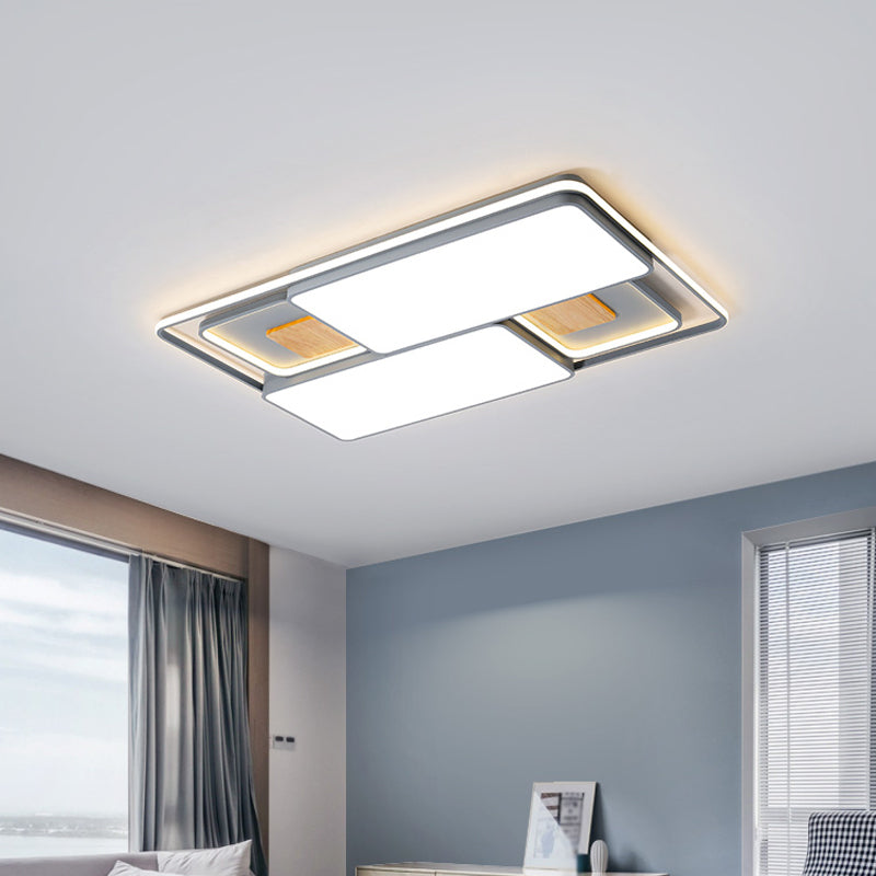 Rectangular/Square Ceiling Flush Light Minimalism Acrylic Bedroom LED Flushmount in Grey/Black, Warm/White Light Clearhalo 'Ceiling Lights' 'Close To Ceiling Lights' 'Close to ceiling' 'Flush mount' Lighting' 1934737