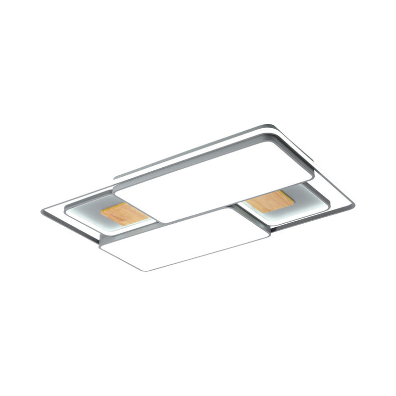 Rectangular/Square Ceiling Flush Light Minimalism Acrylic Bedroom LED Flushmount in Grey/Black, Warm/White Light Clearhalo 'Ceiling Lights' 'Close To Ceiling Lights' 'Close to ceiling' 'Flush mount' Lighting' 1934739