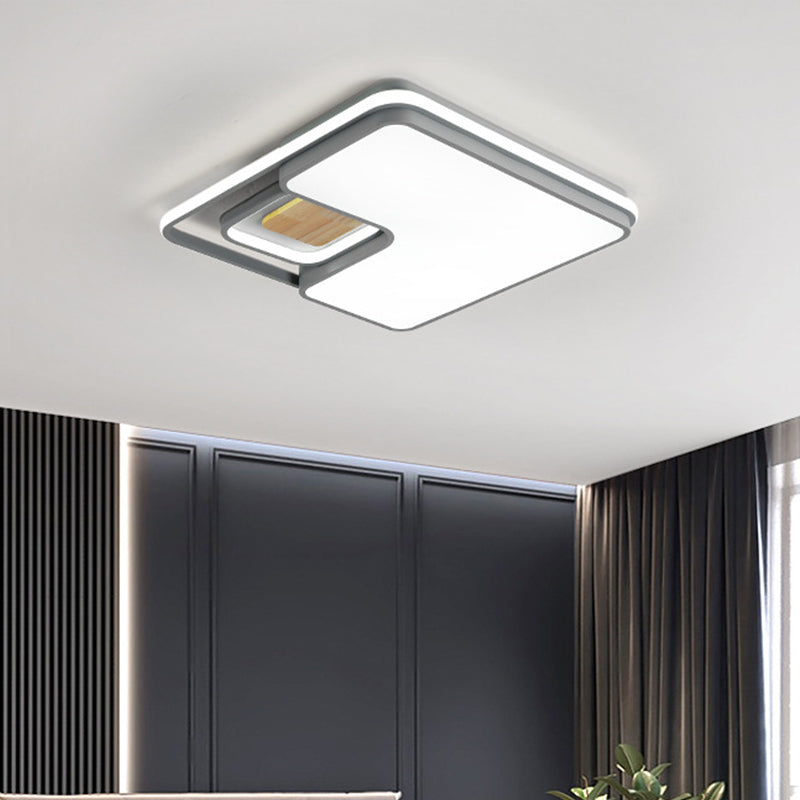 Rectangular/Square Ceiling Flush Light Minimalism Acrylic Bedroom LED Flushmount in Grey/Black, Warm/White Light Clearhalo 'Ceiling Lights' 'Close To Ceiling Lights' 'Close to ceiling' 'Flush mount' Lighting' 1934741