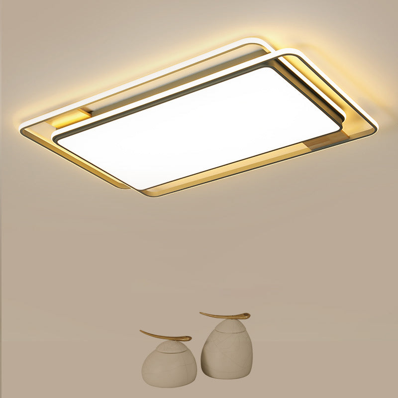 Acrylic Rectangle Flush Mount Fixture Simple Grey LED Close to Ceiling Lamp in Warm/White/3 Color Light, 37.5"/43" W Grey Clearhalo 'Ceiling Lights' 'Close To Ceiling Lights' 'Close to ceiling' 'Flush mount' Lighting' 1934747