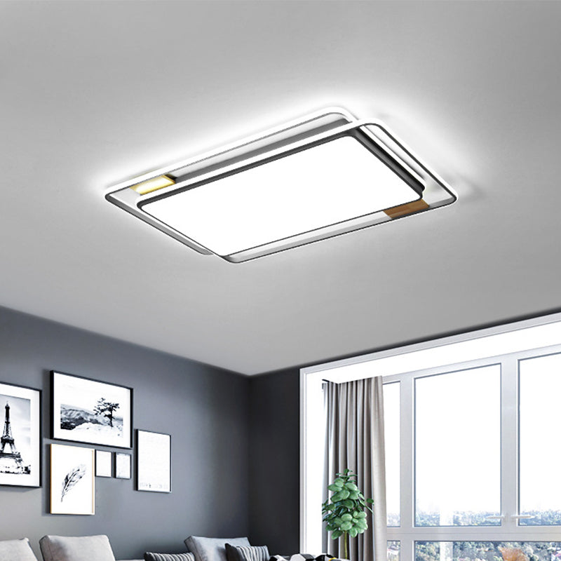 Acrylic Rectangle Flush Mount Fixture Simple Grey LED Close to Ceiling Lamp in Warm/White/3 Color Light, 37.5"/43" W Clearhalo 'Ceiling Lights' 'Close To Ceiling Lights' 'Close to ceiling' 'Flush mount' Lighting' 1934749