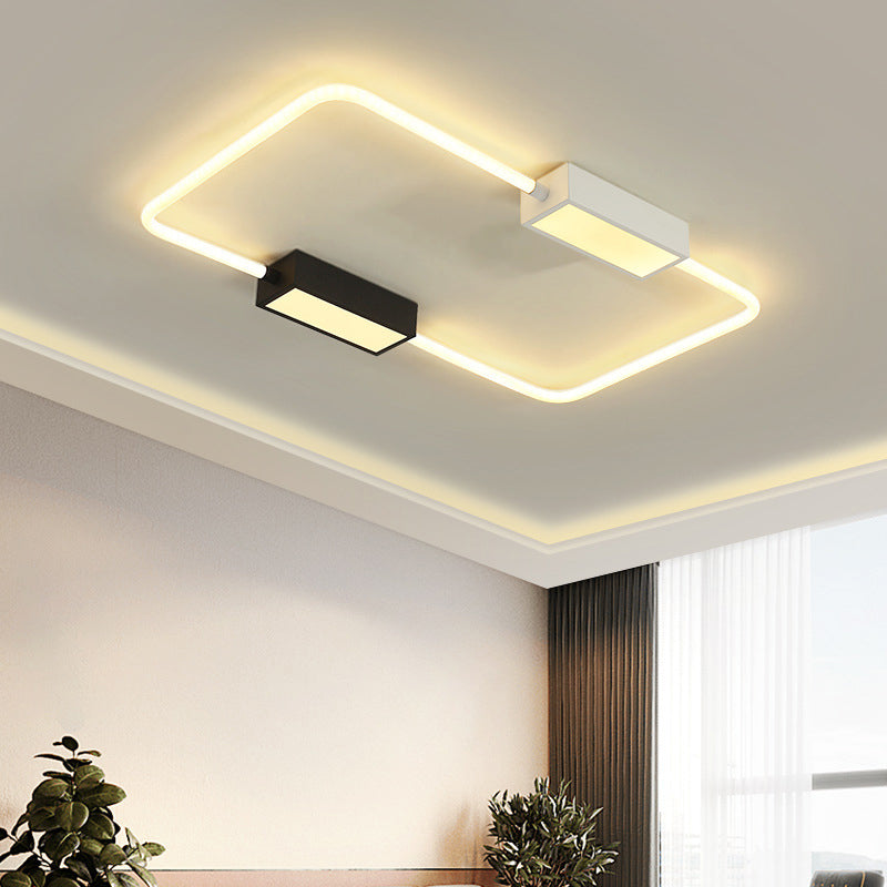 Minimalist LED Ceiling Mount Lamp White Round/Square/Rectangular Flush Mount with Acrylic Shade, Warm/White Light White Rectangle Clearhalo 'Ceiling Lights' 'Close To Ceiling Lights' 'Close to ceiling' 'Flush mount' Lighting' 1934753