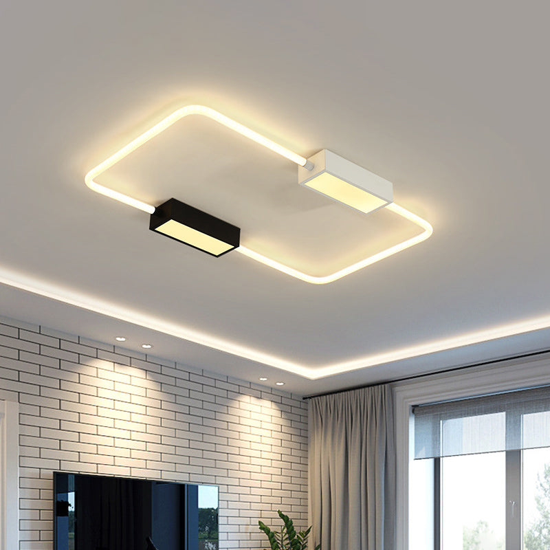 Minimalist LED Ceiling Mount Lamp White Round/Square/Rectangular Flush Mount with Acrylic Shade, Warm/White Light Clearhalo 'Ceiling Lights' 'Close To Ceiling Lights' 'Close to ceiling' 'Flush mount' Lighting' 1934754