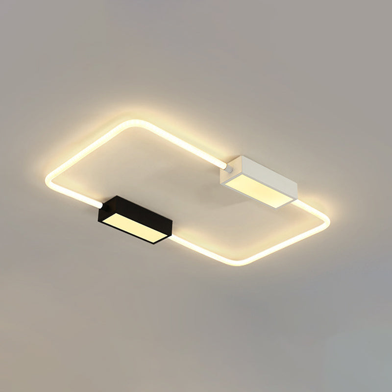 Minimalist LED Ceiling Mount Lamp White Round/Square/Rectangular Flush Mount with Acrylic Shade, Warm/White Light Clearhalo 'Ceiling Lights' 'Close To Ceiling Lights' 'Close to ceiling' 'Flush mount' Lighting' 1934756