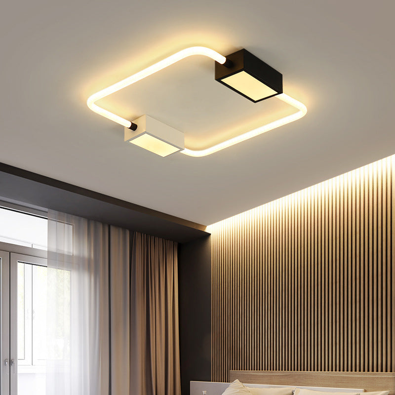 Minimalist LED Ceiling Mount Lamp White Round/Square/Rectangular Flush Mount with Acrylic Shade, Warm/White Light White Square Clearhalo 'Ceiling Lights' 'Close To Ceiling Lights' 'Close to ceiling' 'Flush mount' Lighting' 1934761