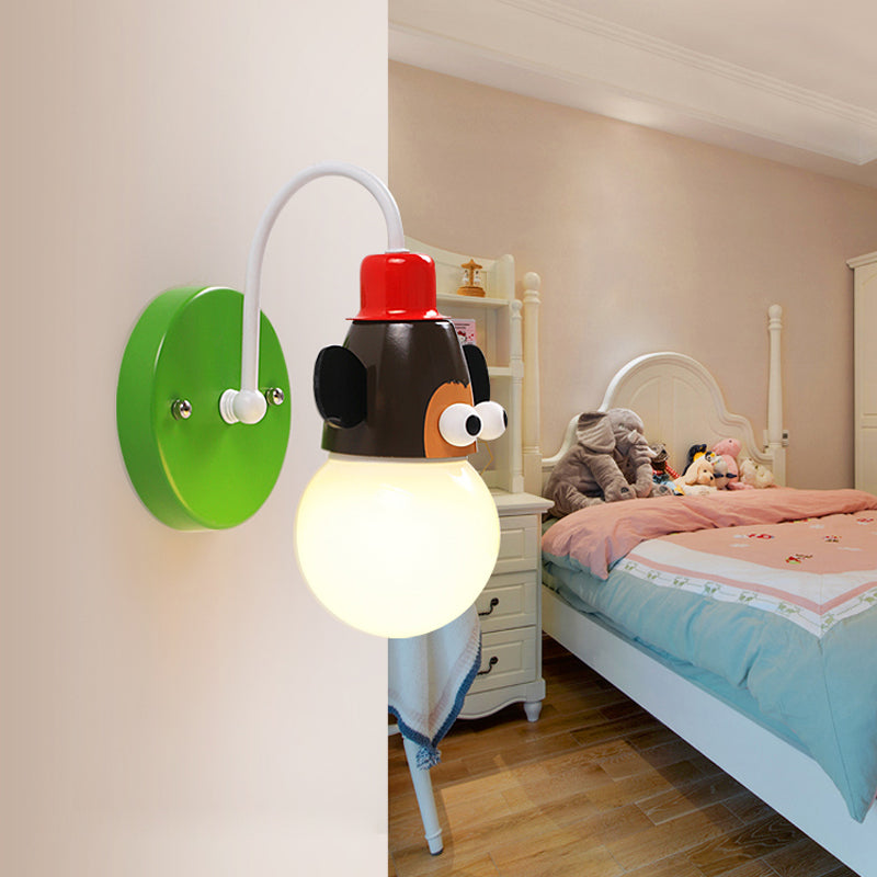 Monkey Hallway Child Bedroom Wall Light Metal 1 Light Multi-Colored Wall Sconce Brown 1.0 Clearhalo 'Wall Lamps & Sconces' 'Wall Lights' Lighting' 193494