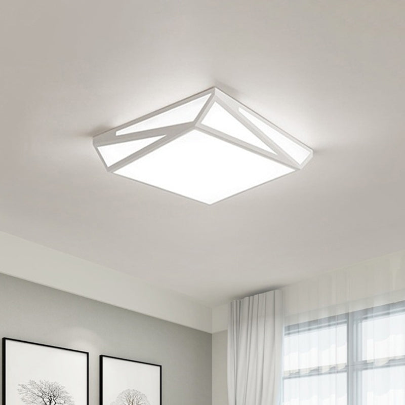 White Square/Rectangular Box Ceiling Flush Simple LED Acrylic Flushmount Lighting for Guest Room Clearhalo 'Ceiling Lights' 'Close To Ceiling Lights' 'Close to ceiling' 'Flush mount' Lighting' 1934957