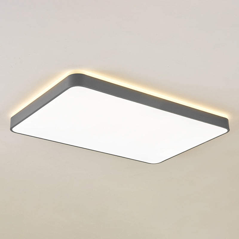 Acrylic Square/Rectangle Ceiling Lamp Simplicity LED Grey/White Flush Mounted Light in Warm/White Light for Bedroom Clearhalo 'Ceiling Lights' 'Close To Ceiling Lights' 'Close to ceiling' 'Flush mount' Lighting' 1934963