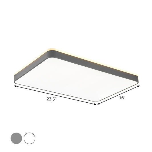 Acrylic Square/Rectangle Ceiling Lamp Simplicity LED Grey/White Flush Mounted Light in Warm/White Light for Bedroom Clearhalo 'Ceiling Lights' 'Close To Ceiling Lights' 'Close to ceiling' 'Flush mount' Lighting' 1934964