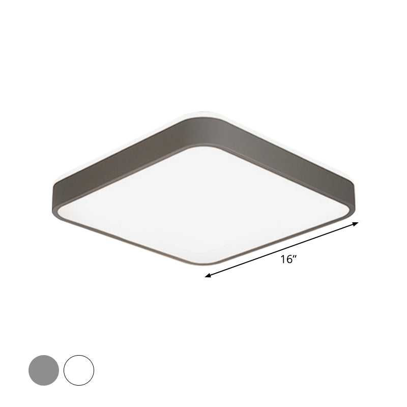 Acrylic Square/Rectangle Ceiling Lamp Simplicity LED Grey/White Flush Mounted Light in Warm/White Light for Bedroom Clearhalo 'Ceiling Lights' 'Close To Ceiling Lights' 'Close to ceiling' 'Flush mount' Lighting' 1934968