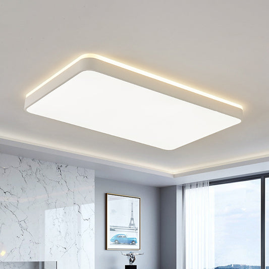 Acrylic Square/Rectangle Ceiling Lamp Simplicity LED Grey/White Flush Mounted Light in Warm/White Light for Bedroom White Rectangle Clearhalo 'Ceiling Lights' 'Close To Ceiling Lights' 'Close to ceiling' 'Flush mount' Lighting' 1934969