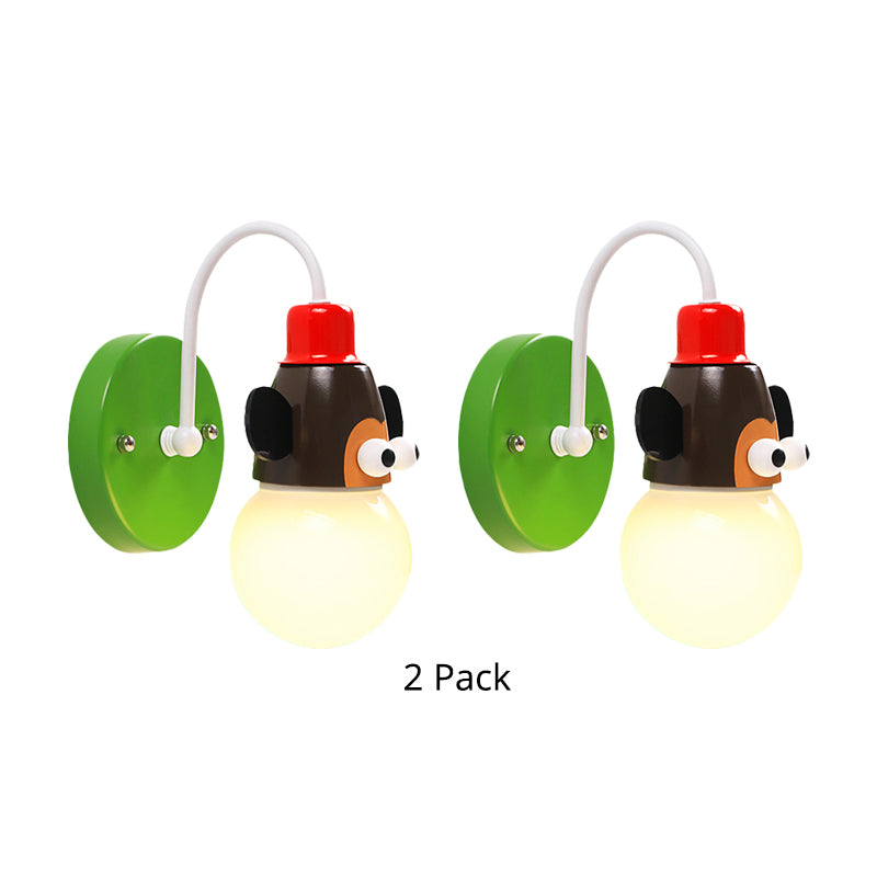 Monkey Hallway Child Bedroom Wall Light Metal 1 Light Multi-Colored Wall Sconce Brown 2.0 Clearhalo 'Wall Lamps & Sconces' 'Wall Lights' Lighting' 193497