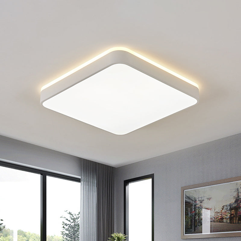 Acrylic Square/Rectangle Ceiling Lamp Simplicity LED Grey/White Flush Mounted Light in Warm/White Light for Bedroom White Square Clearhalo 'Ceiling Lights' 'Close To Ceiling Lights' 'Close to ceiling' 'Flush mount' Lighting' 1934973