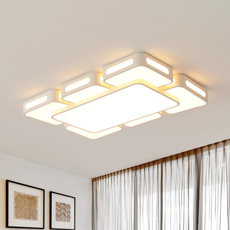 Square/Rectangular LED Ceiling Mount Lamp Modern Iron Block White Flush Light in White/3 Color Light Clearhalo 'Ceiling Lights' 'Close To Ceiling Lights' 'Close to ceiling' 'Flush mount' Lighting' 1934977