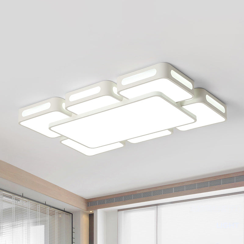 Square/Rectangular LED Ceiling Mount Lamp Modern Iron Block White Flush Light in White/3 Color Light Clearhalo 'Ceiling Lights' 'Close To Ceiling Lights' 'Close to ceiling' 'Flush mount' Lighting' 1934978