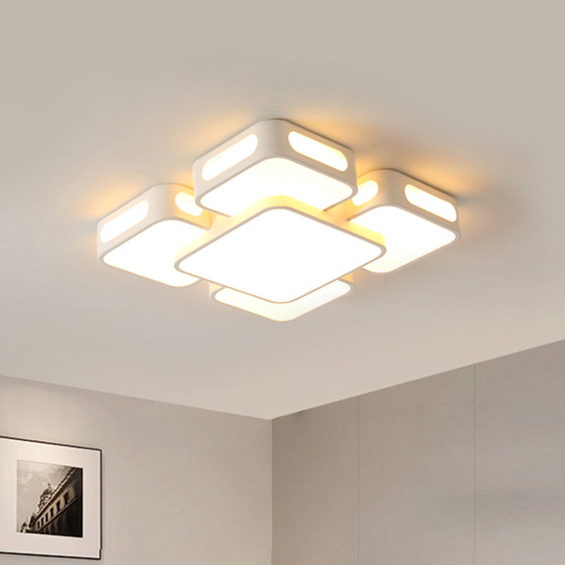 Square/Rectangular LED Ceiling Mount Lamp Modern Iron Block White Flush Light in White/3 Color Light Clearhalo 'Ceiling Lights' 'Close To Ceiling Lights' 'Close to ceiling' 'Flush mount' Lighting' 1934982