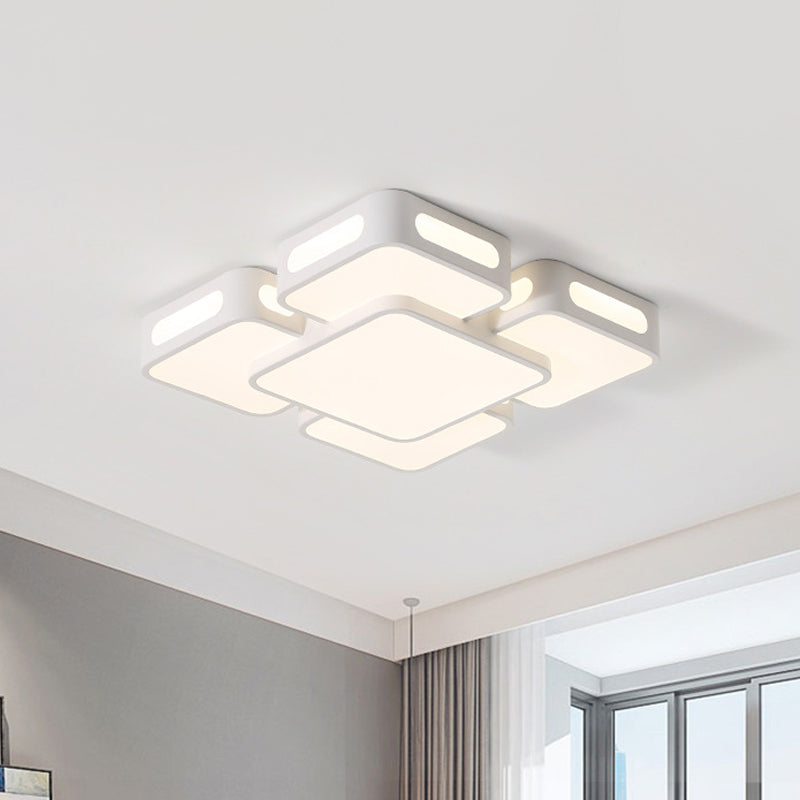 Square/Rectangular LED Ceiling Mount Lamp Modern Iron Block White Flush Light in White/3 Color Light Clearhalo 'Ceiling Lights' 'Close To Ceiling Lights' 'Close to ceiling' 'Flush mount' Lighting' 1934983