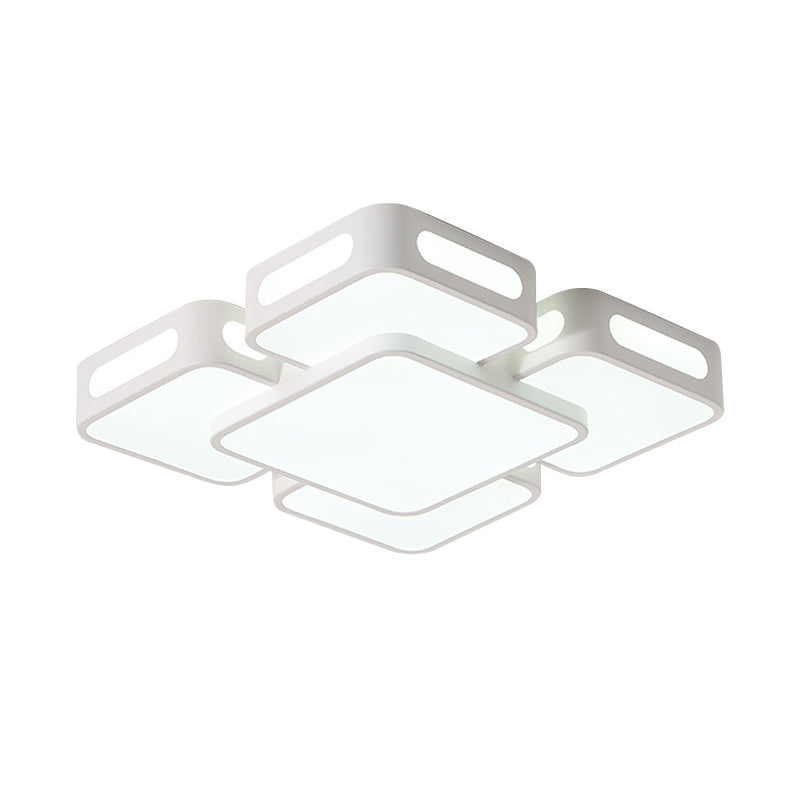 Square/Rectangular LED Ceiling Mount Lamp Modern Iron Block White Flush Light in White/3 Color Light Clearhalo 'Ceiling Lights' 'Close To Ceiling Lights' 'Close to ceiling' 'Flush mount' Lighting' 1934984