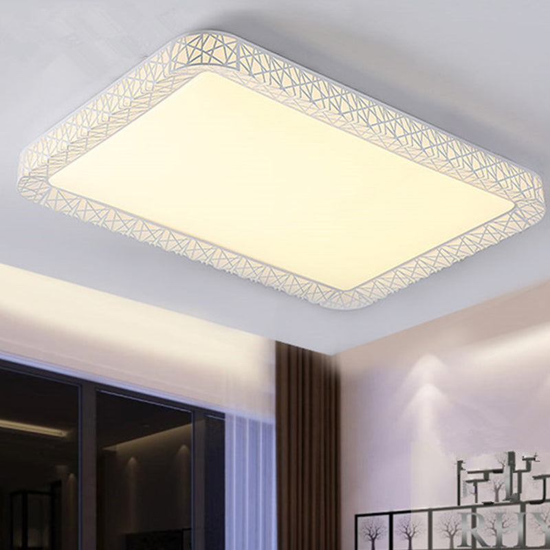 Parlor LED Flush Mount Ceiling Light Minimalist White Flushmount with Round/Square/Rectangular Nest Metal Shade, Warm/White Light Clearhalo 'Ceiling Lights' 'Close To Ceiling Lights' 'Close to ceiling' 'Flush mount' Lighting' 1934987