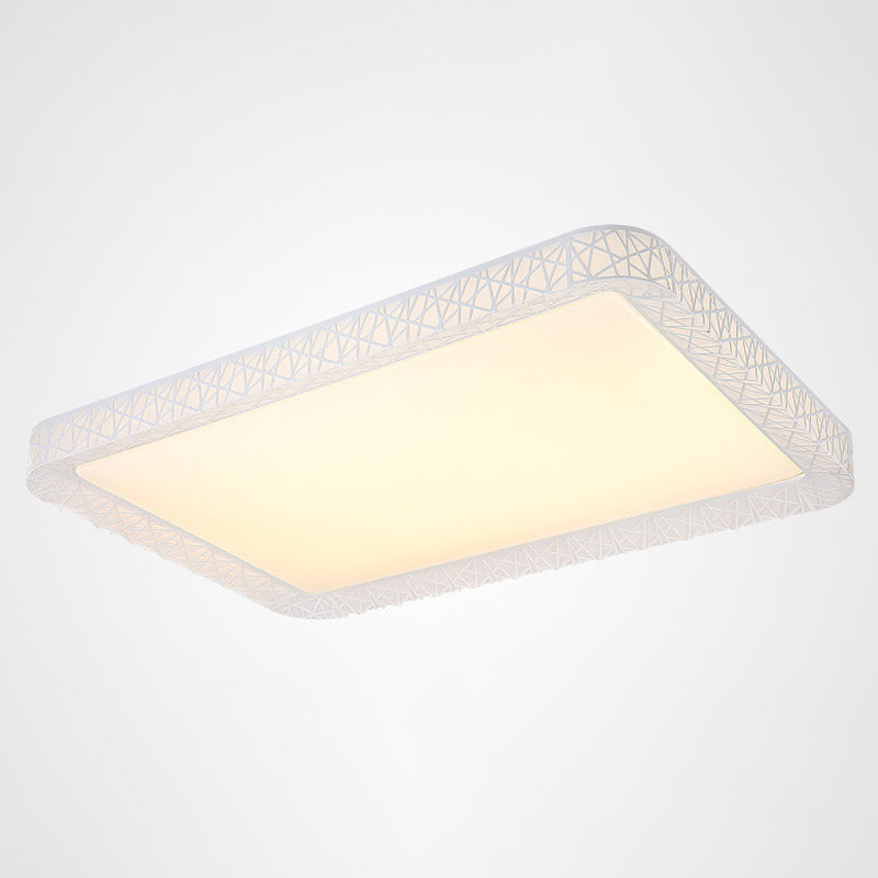 Parlor LED Flush Mount Ceiling Light Minimalist White Flushmount with Round/Square/Rectangular Nest Metal Shade, Warm/White Light Clearhalo 'Ceiling Lights' 'Close To Ceiling Lights' 'Close to ceiling' 'Flush mount' Lighting' 1934989