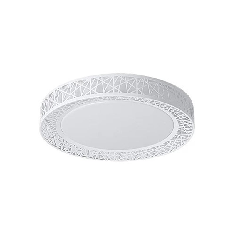 Parlor LED Flush Mount Ceiling Light Minimalist White Flushmount with Round/Square/Rectangular Nest Metal Shade, Warm/White Light Clearhalo 'Ceiling Lights' 'Close To Ceiling Lights' 'Close to ceiling' 'Flush mount' Lighting' 1934993