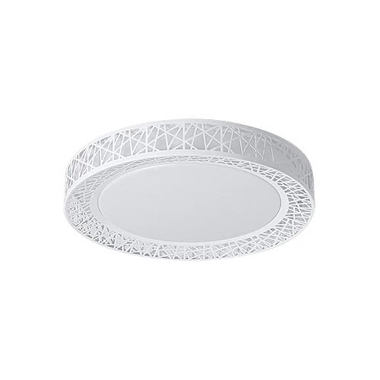 Parlor LED Flush Mount Ceiling Light Minimalist White Flushmount with Round/Square/Rectangular Nest Metal Shade, Warm/White Light Clearhalo 'Ceiling Lights' 'Close To Ceiling Lights' 'Close to ceiling' 'Flush mount' Lighting' 1934993