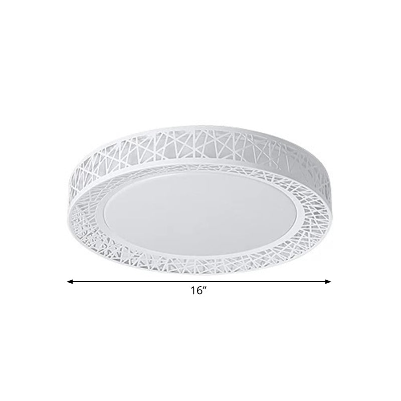 Parlor LED Flush Mount Ceiling Light Minimalist White Flushmount with Round/Square/Rectangular Nest Metal Shade, Warm/White Light Clearhalo 'Ceiling Lights' 'Close To Ceiling Lights' 'Close to ceiling' 'Flush mount' Lighting' 1934994