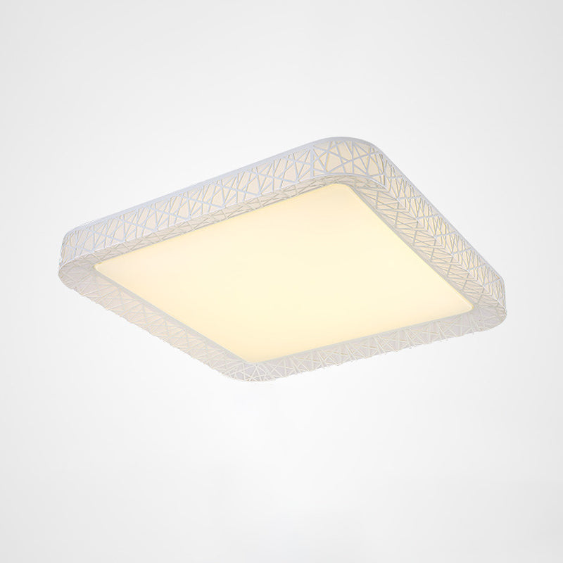 Parlor LED Flush Mount Ceiling Light Minimalist White Flushmount with Round/Square/Rectangular Nest Metal Shade, Warm/White Light Clearhalo 'Ceiling Lights' 'Close To Ceiling Lights' 'Close to ceiling' 'Flush mount' Lighting' 1934996