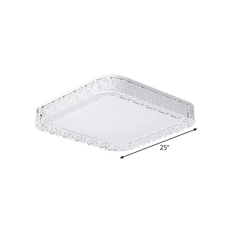 Parlor LED Flush Mount Ceiling Light Minimalist White Flushmount with Round/Square/Rectangular Nest Metal Shade, Warm/White Light Clearhalo 'Ceiling Lights' 'Close To Ceiling Lights' 'Close to ceiling' 'Flush mount' Lighting' 1934997