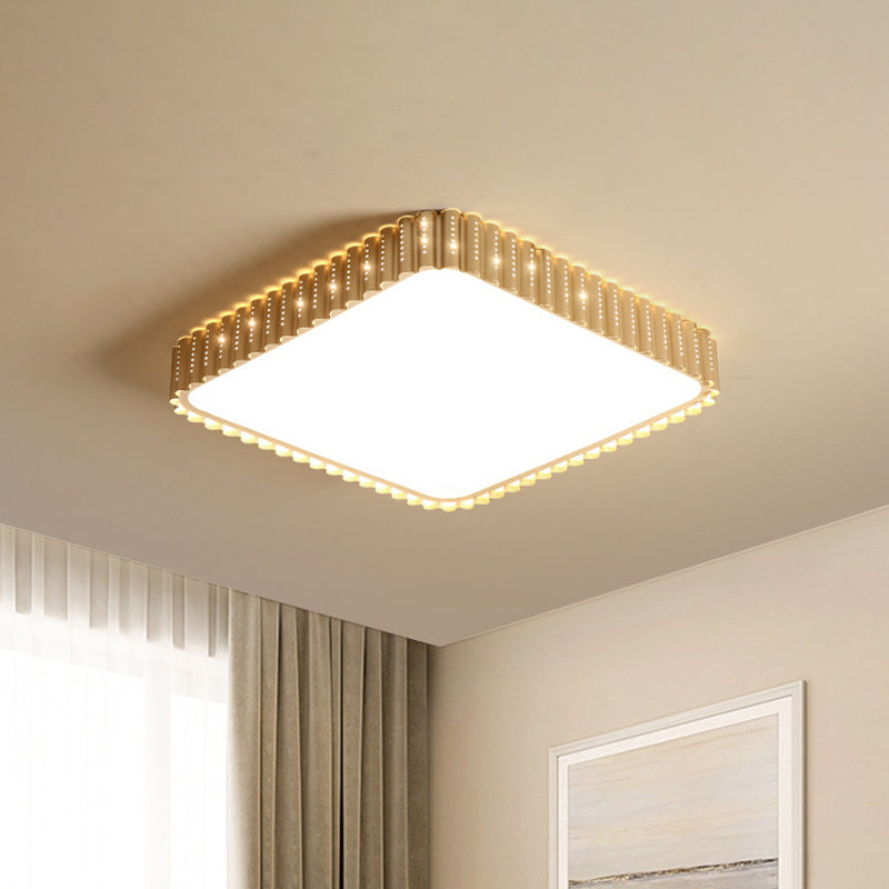 Square/Flower/Rectangle Flush Mount Light Modern Iron Gold LED Flushmount Ceiling Lamp in Warm/White Light with Circle Cutouts Gold Square Clearhalo 'Ceiling Lights' 'Close To Ceiling Lights' 'Close to ceiling' 'Flush mount' Lighting' 1935020