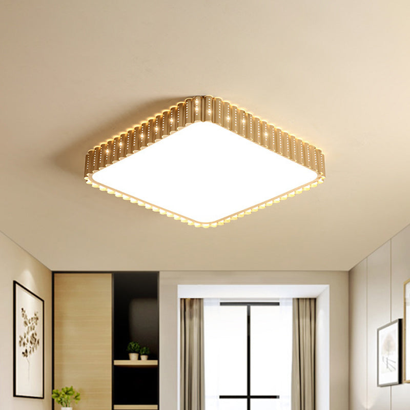 Square/Flower/Rectangle Flush Mount Light Modern Iron Gold LED Flushmount Ceiling Lamp in Warm/White Light with Circle Cutouts Clearhalo 'Ceiling Lights' 'Close To Ceiling Lights' 'Close to ceiling' 'Flush mount' Lighting' 1935021