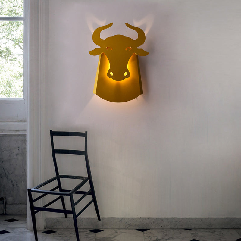 Metal Ox Wall Mount Lighting Modern Integrated Led Indoor Wall Lamp for Living Room Yellow Clearhalo 'Wall Lamps & Sconces' 'Wall Lights' Lighting' 193503