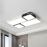 Square/Rectangle Acrylic Flush Mount Modernism Black-White LED Ceiling Lighting in White/3 Color Light Clearhalo 'Ceiling Lights' 'Close To Ceiling Lights' 'Close to ceiling' 'Flush mount' Lighting' 1935046