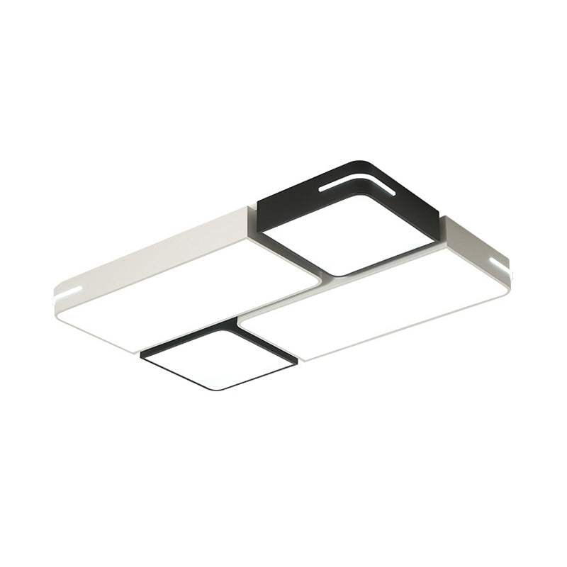 Square/Rectangle Acrylic Flush Mount Modernism Black-White LED Ceiling Lighting in White/3 Color Light Clearhalo 'Ceiling Lights' 'Close To Ceiling Lights' 'Close to ceiling' 'Flush mount' Lighting' 1935047