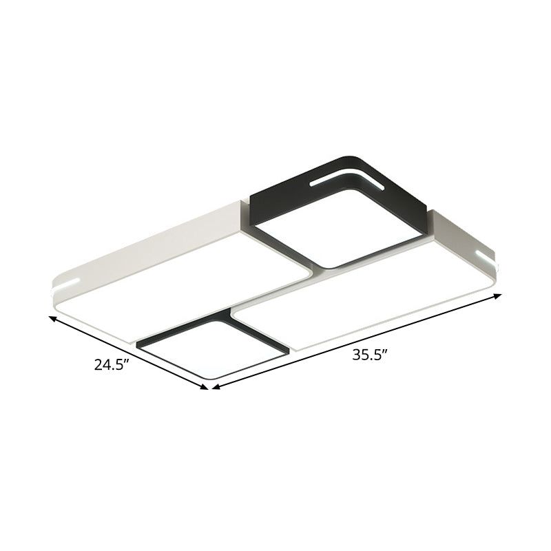 Square/Rectangle Acrylic Flush Mount Modernism Black-White LED Ceiling Lighting in White/3 Color Light Clearhalo 'Ceiling Lights' 'Close To Ceiling Lights' 'Close to ceiling' 'Flush mount' Lighting' 1935048