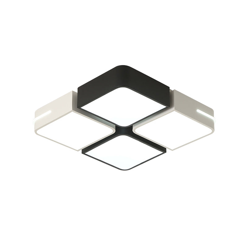 Square/Rectangle Acrylic Flush Mount Modernism Black-White LED Ceiling Lighting in White/3 Color Light Clearhalo 'Ceiling Lights' 'Close To Ceiling Lights' 'Close to ceiling' 'Flush mount' Lighting' 1935050